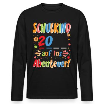 Écolier 202X parti à l’aventure Schulst - T-shirt manches longues Premium bio Homme - noir - Devant - Nico (187cm)