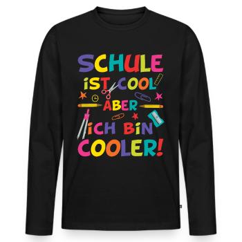 L’école est cool le premier jour d’école - T-shirt manches longues Premium bio Homme - noir - Devant - Nico (187cm)