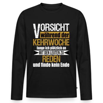 Méfiez-vous de l’humour de la semaine de balayage souabe - T-shirt manches longues Premium bio Homme - noir - Devant - Nico (187cm)