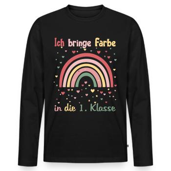 J’apporte de la couleur à Regenb 1ère classe - T-shirt manches longues Premium bio Homme - noir - Devant - Nico (187cm)