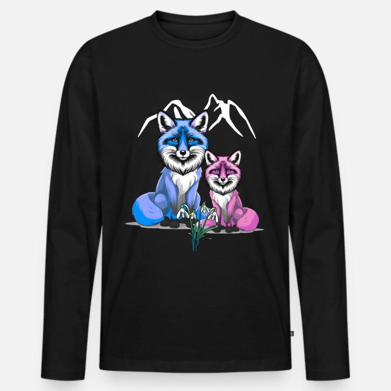 Fuchs Füchse Kind Kinder - Männer Premium Bio Langarmshirt - Schwarz