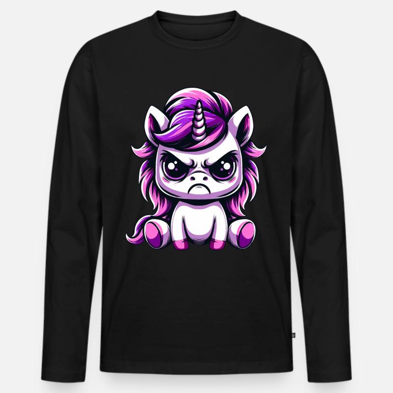 Süßes Einhorn Böse - Männer Premium Bio Langarmshirt - Schwarz