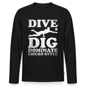 Volleyball Libero - Men's Premium Organic Long Sleeve Shirt - black - Front - Nico (187cm)
