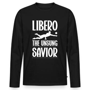 Volleyball Libero - Men's Premium Organic Long Sleeve Shirt - black - Front - Nico (187cm)