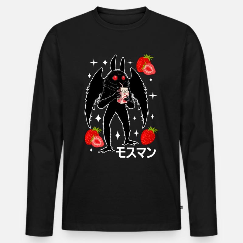 Mothman Erdbeer Milchshake - Männer Premium Bio Langarmshirt - Schwarz