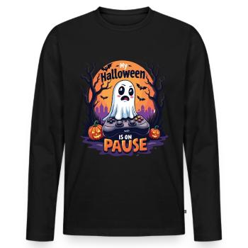 Lustiges Halloween Gaming Spruch Geist - Männer Premium Bio Langarmshirt - Schwarz - Vorne - Nico (187cm)
