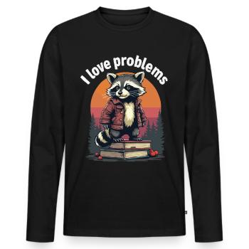 Funny Raccoon Chaos Chemise Homme - T-shirt manches longues Premium bio Homme - noir - Devant - Nico (187cm)