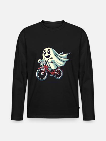 Bicycle Riding Ghost Funny Ghost - Men's Premium Organic Long Sleeve Shirt - black