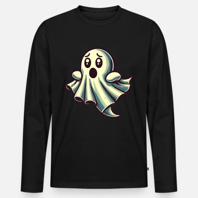 Scared Ghost Funny Ghost Design - Men's Premium Organic Long Sleeve Shirt - black