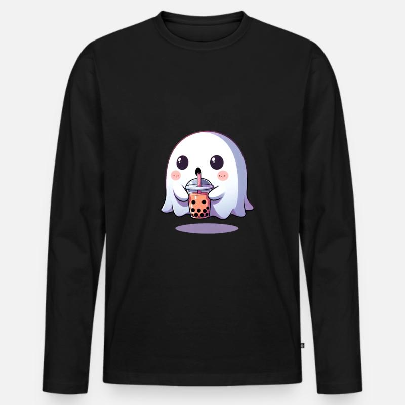 Ghost Bubble Te - Männer Premium Bio Langarmshirt - Schwarz