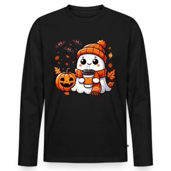 Halloween, Halloween Party, Coffee, Tea - Men's Premium Organic Long Sleeve Shirt - black - Front - Nico (187cm)