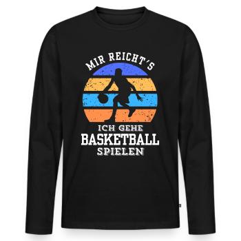 Basketball Tshirt B-Ball Dunking Rebound Spieler - Männer Premium Bio Langarmshirt - Schwarz - Vorne - Nico (187cm)
