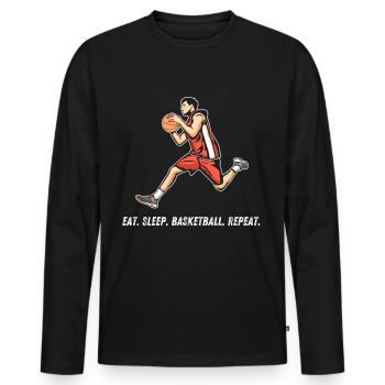 Basketball Tshirt B-Ball Dunking Rebound Spieler - Männer Premium Bio Langarmshirt - Schwarz - Vorne - Nico (187cm)