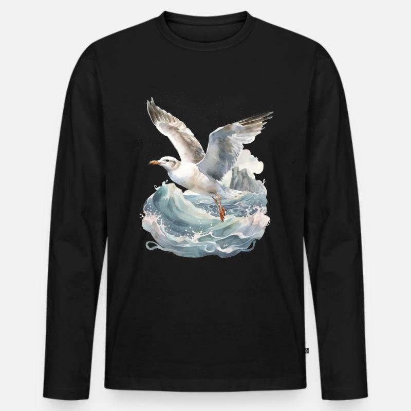 Möwen Möwe Seevögel Seevogel Meer maritim - Männer Premium Bio Langarmshirt - Schwarz