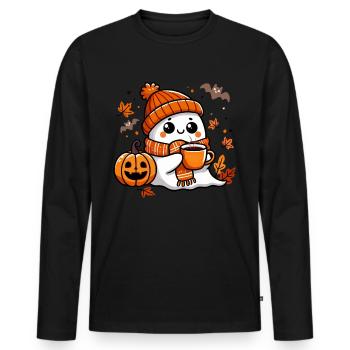 Halloween, Halloween Party, Coffee, Tea - Men's Premium Organic Long Sleeve Shirt - black - Front - Nico (187cm)