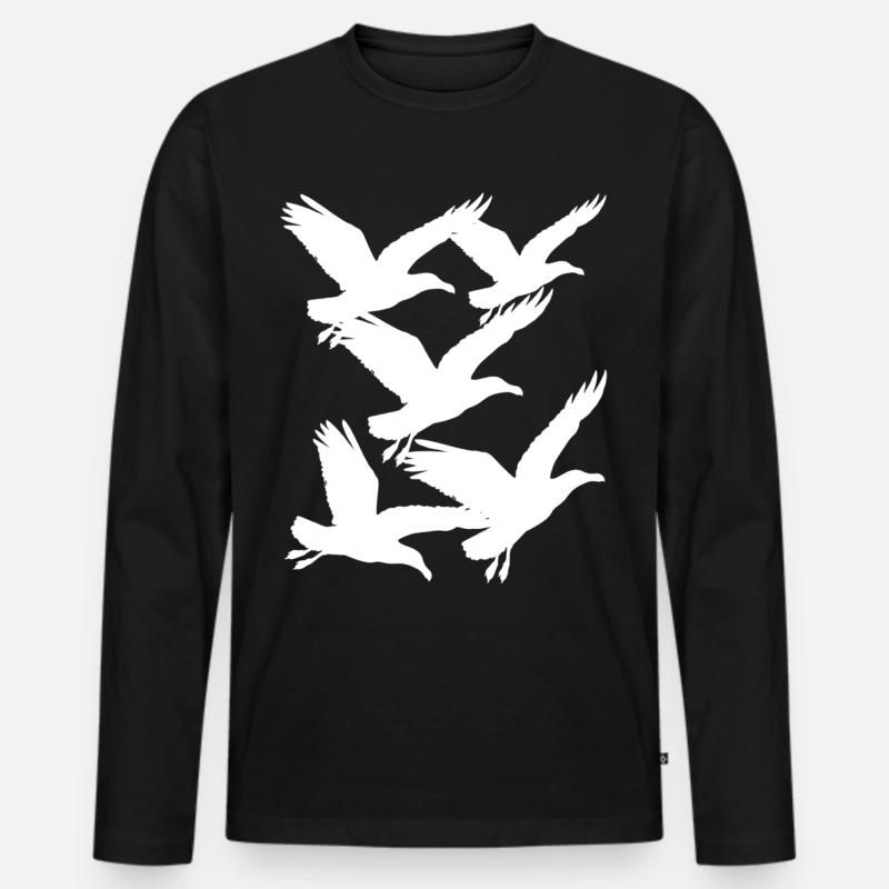 Möwe Möwen maritim - Männer Premium Bio Langarmshirt - Schwarz