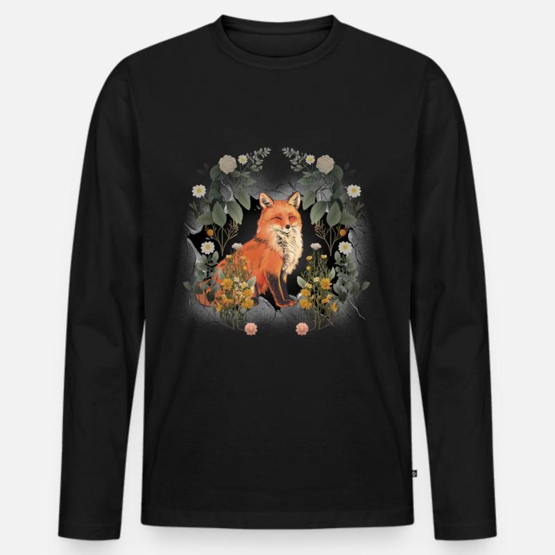 Fuchs Kind Kinder Waldbewohner Waldtiere Füchsin - Männer Premium Bio Langarmshirt - Schwarz