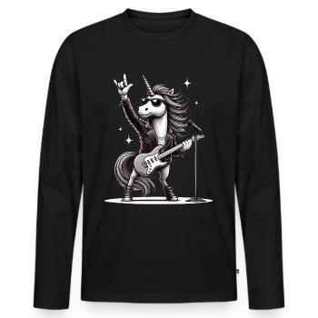 Rock, Rocker, Musique rock, Heavy metal, Rock Hand - T-shirt manches longues Premium bio Homme - noir - Devant - Nico (187cm)