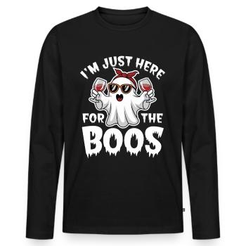 Fantôme d’Halloween, je suis juste là pour les huées - T-shirt manches longues Premium bio Homme - noir - Devant - Nico (187cm)