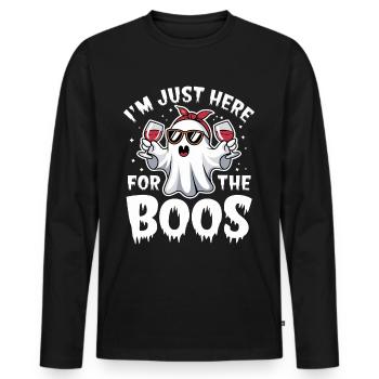 Fantôme d’Halloween, je suis juste là pour les huées - T-shirt manches longues Premium bio Homme - noir - Devant - Nico (187cm)