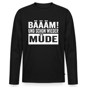 Bäääm ! Et encore fatigué Chemise de nuit - T-shirt manches longues Premium bio Homme - noir - Devant - Nico (187cm)