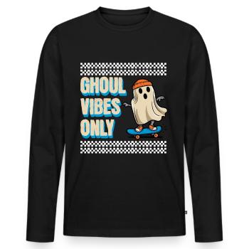 Ghoul Vibes Only Funny Halloween Saying Design - Men's Premium Organic Long Sleeve Shirt - black - Front - Nico (187cm)