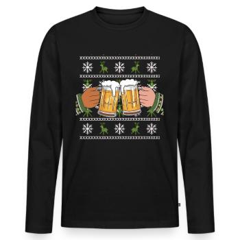 bière moche Noël Noël Père Noël - T-shirt manches longues Premium bio Homme - noir - Devant - Nico (187cm)