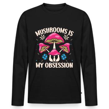 Mushroom Foraging Hunter Mushrooms Is My Obsession - Männer Premium Bio Langarmshirt - Schwarz - Vorne - Nico (187cm)