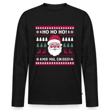 Bier Ugly Christmas Weihnachten Xmas Santa Claus - Männer Premium Bio Langarmshirt - Schwarz - Vorne - Nico (187cm)