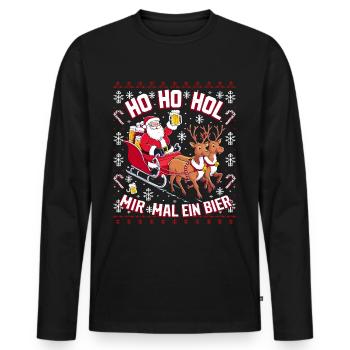Bier Ugly Christmas Weihnachten Xmas Santa Claus - Männer Premium Bio Langarmshirt - Schwarz - Vorne - Nico (187cm)