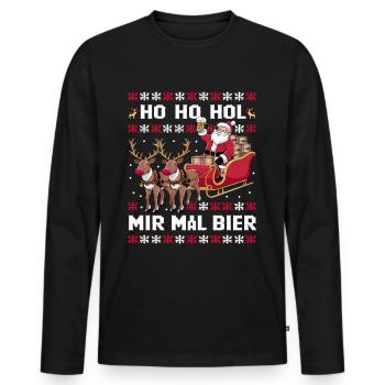 Bier Ugly Christmas Weihnachten Xmas Santa Claus - Männer Premium Bio Langarmshirt - Schwarz - Vorne - Nico (187cm)
