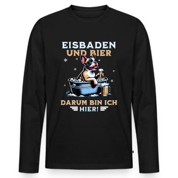 Eisbad und Bier French Bulldog Bulldogge Eisbaden - Männer Premium Bio Langarmshirt - Schwarz - Vorne - Nico (187cm)