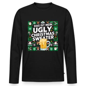 Pull de Noël laid Noël Noël Père Noël Bière - T-shirt manches longues Premium bio Homme - noir - Devant - Nico (187cm)