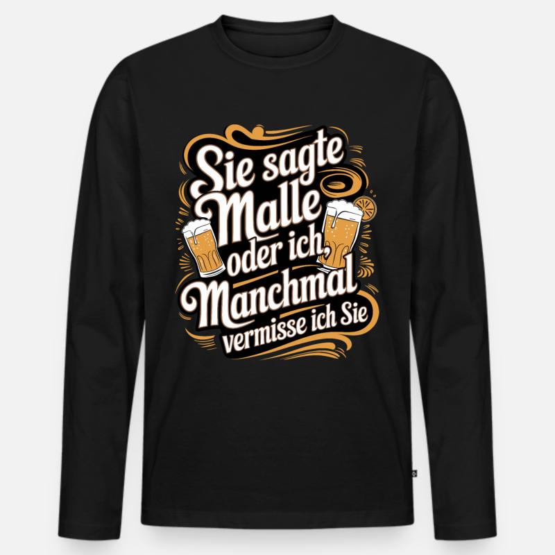 Sie sagte Malle oder ich lustiger Mallorca Spruch - Männer Premium Bio Langarmshirt - Schwarz
