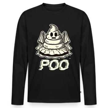 Lustiges Kackhaufen Gespenst Poo Anstatt Boo - Männer Premium Bio Langarmshirt - Schwarz - Vorne - Nico (187cm)