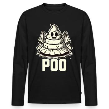 Lustiges Kackhaufen Gespenst Poo Anstatt Boo - Männer Premium Bio Langarmshirt - Schwarz - Vorne - Nico (187cm)