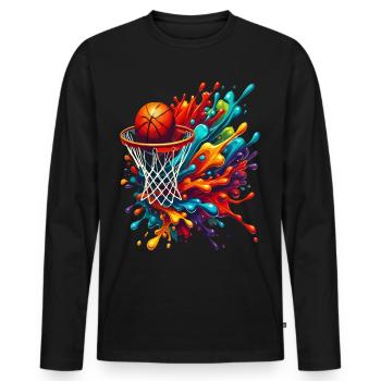 Bunte Basketball Tie Dye Farbe Splash Hoop Net - Männer Premium Bio Langarmshirt - Schwarz - Vorne - Nico (187cm)