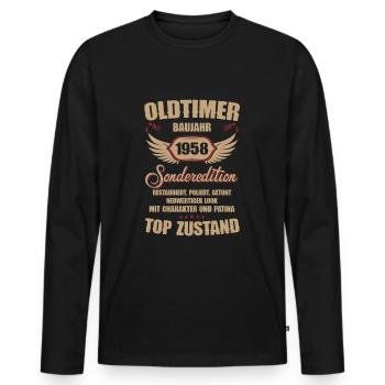 66. Geburtstag 66 Jahre Oldtimer Geschenk 1958 - Männer Premium Bio Langarmshirt - Schwarz - Vorne - Nico (187cm)