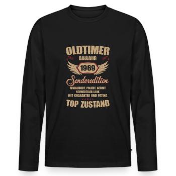 55th Birthday 55 Years Classic Car Gift 1969 - Men's Premium Organic Long Sleeve Shirt - black - Front - Nico (187cm)
