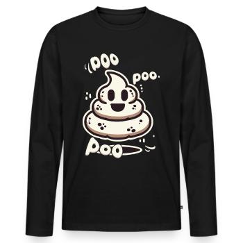 Funny poop pile ghost poo instead of boo - Men's Premium Organic Long Sleeve Shirt - black - Front - Nico (187cm)