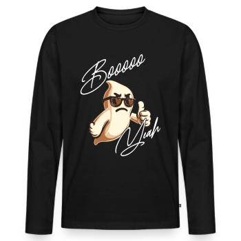 Boo yes Ghost Funny Saying Design - Men's Premium Organic Long Sleeve Shirt - black - Front - Nico (187cm)