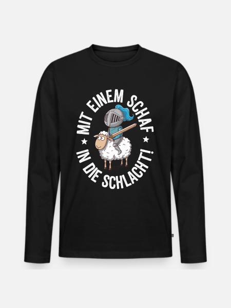 Schaf Spruch Siedler - Männer Premium Bio Langarmshirt - Schwarz