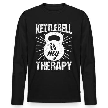 Gym Junkies Kettlebell Is My Therapy Calisthenics - Men's Premium Organic Long Sleeve Shirt - black - Front - Nico (187cm)
