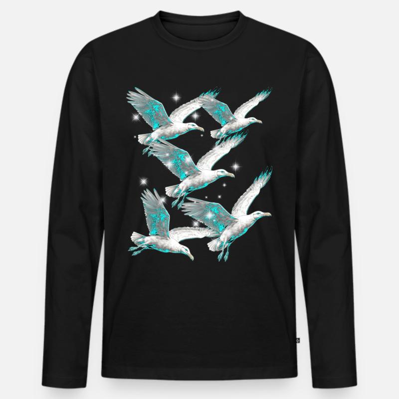 Maritim Möwe Möwen Seevögel - Männer Premium Bio Langarmshirt - Schwarz