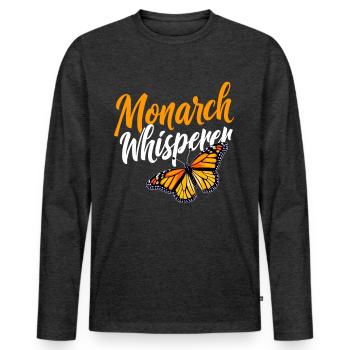 Butterfly, Monarch Whisperer, Entomologist - Men's Premium Organic Long Sleeve Shirt - heather anthracite - Front - Nico (187cm)