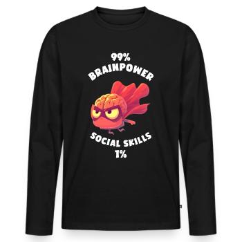 99% Matière grise 1% Compétences sociales Drôle de cerveau - T-shirt manches longues Premium bio Homme - noir - Devant - Nico (187cm)