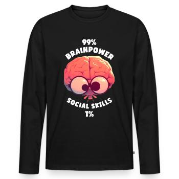 99% Matière grise 1% Compétences sociales Cerveau Drôle - T-shirt manches longues Premium bio Homme - noir - Devant - Nico (187cm)