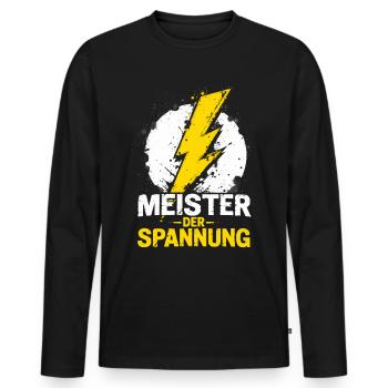 Elektriker Elektromeister Elektroniker Meister - Männer Premium Bio Langarmshirt - Schwarz - Vorne - Nico (187cm)