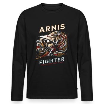 Arnis Arts Martiaux et Conception d’Autodéfense - T-shirt manches longues Premium bio Homme - noir - Devant - Nico (187cm)