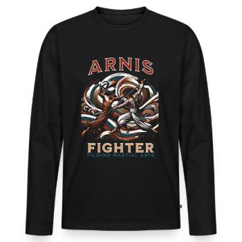 Arnis Fighter - Restez dehors | Conception d’arts martiaux - T-shirt manches longues Premium bio Homme - noir - Devant - Nico (187cm)